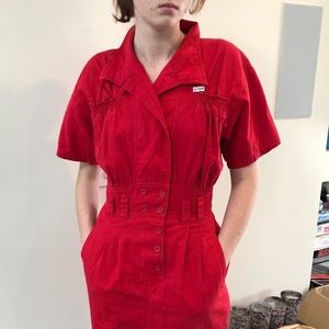 VINTAGE Nok Nok 80s Red Dress, Size M